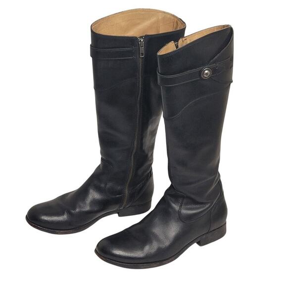 Frye Molly Button Dark Brown Real Leather Knee High Tall Zip Up Riding Boot - Picture 3 of 9